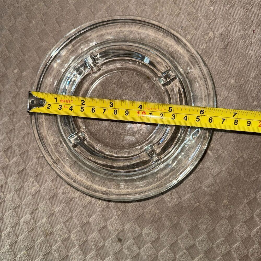 Vintage Glass Ashtray Clear 6.5 Inch Round